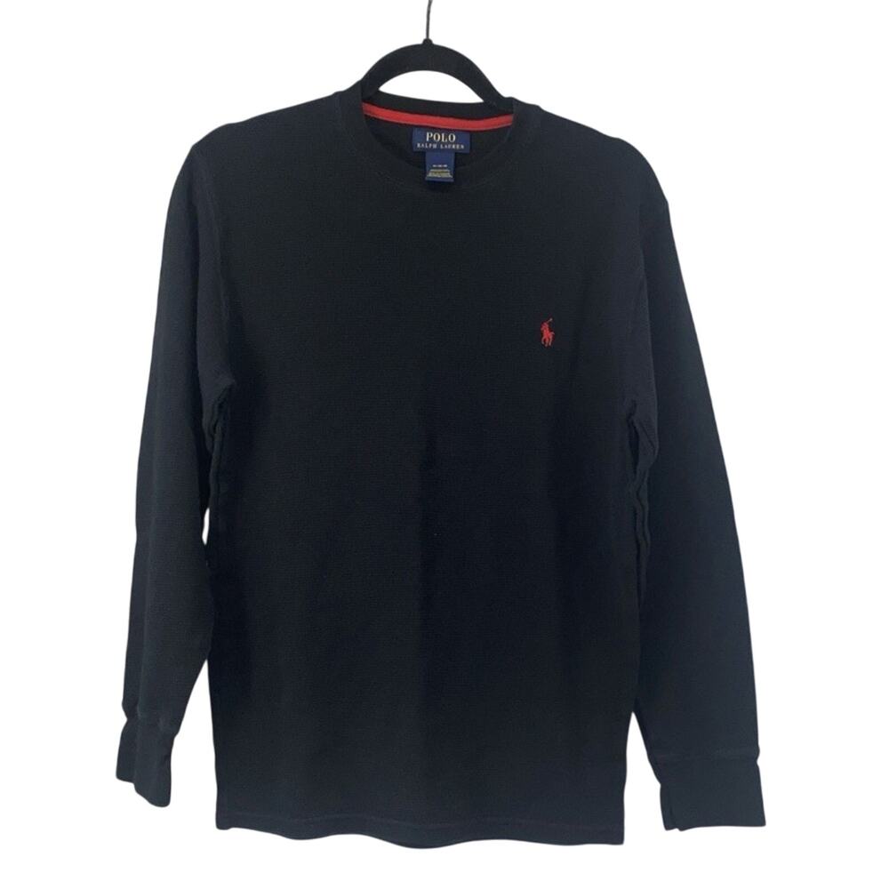 Polo Ralph Lauren Shirt Thermal Long Sleepwear Light Comfort Black Lounge M